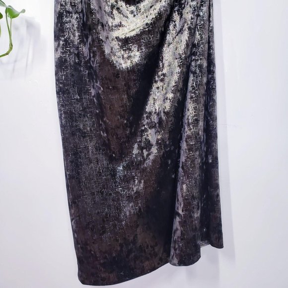 $650 New BADGLEY MISCHKA Gold Bronze Bodycon Midi Dress 8 MEDIUM  One Shoulder - Picture 11 of 13